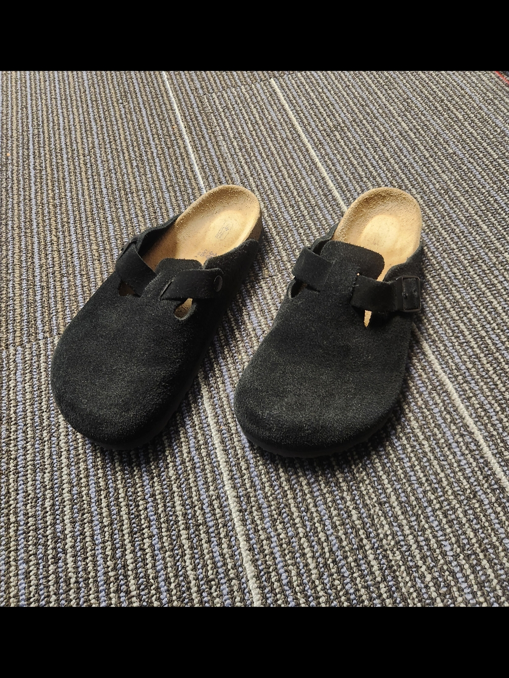 Black Suede Birkenstock Bostons - Size 38